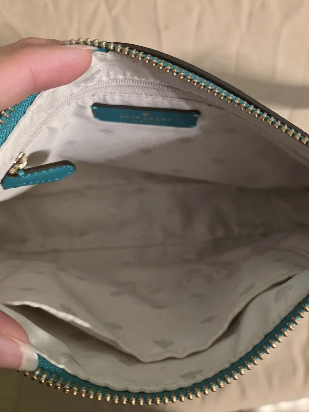 kate spade Emerald Green Leather Crossbody with Striped Strap
